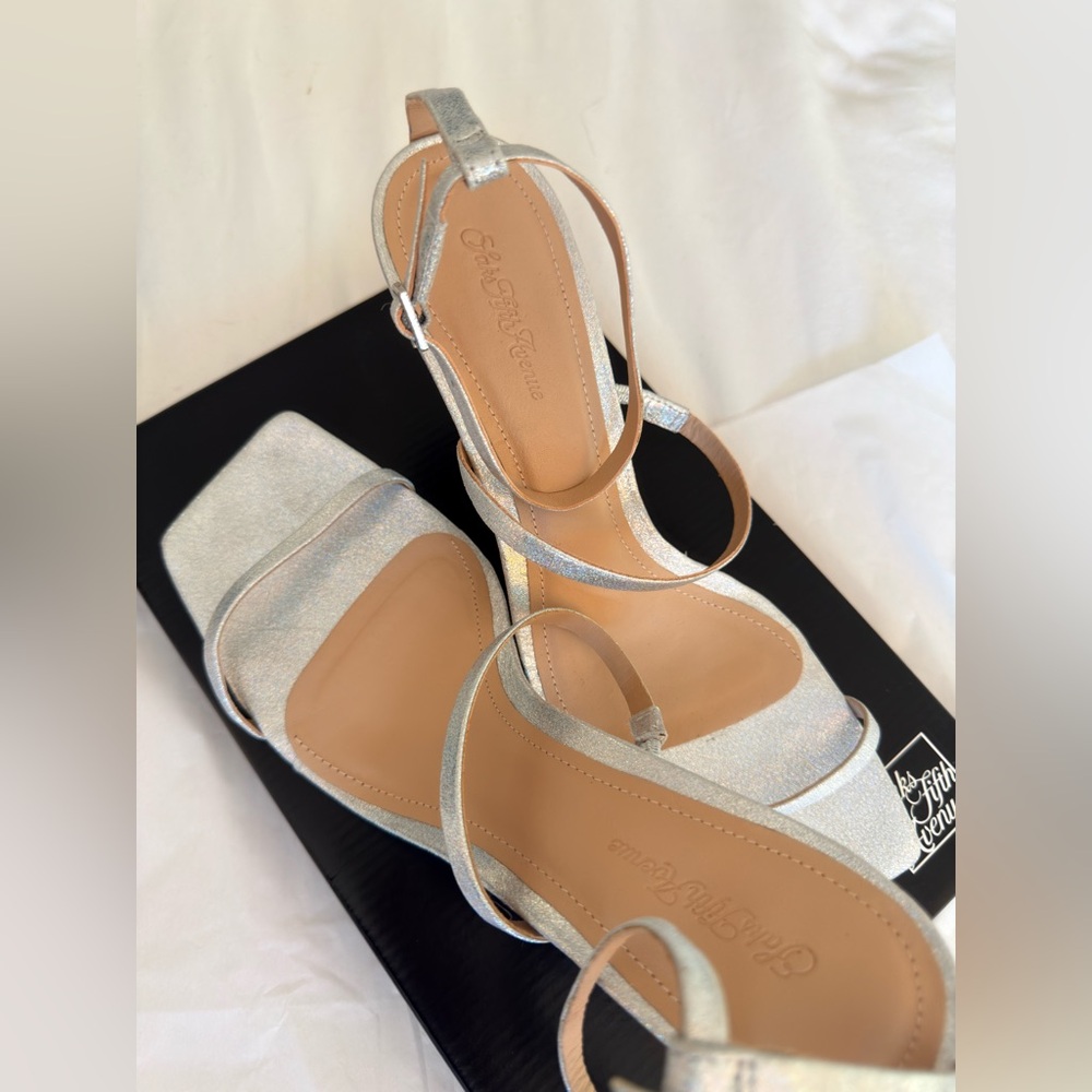 Saks Fifth Avenue Silver Strappy Heels